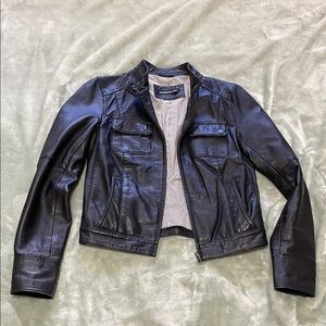 Members Only black leather jacket XS